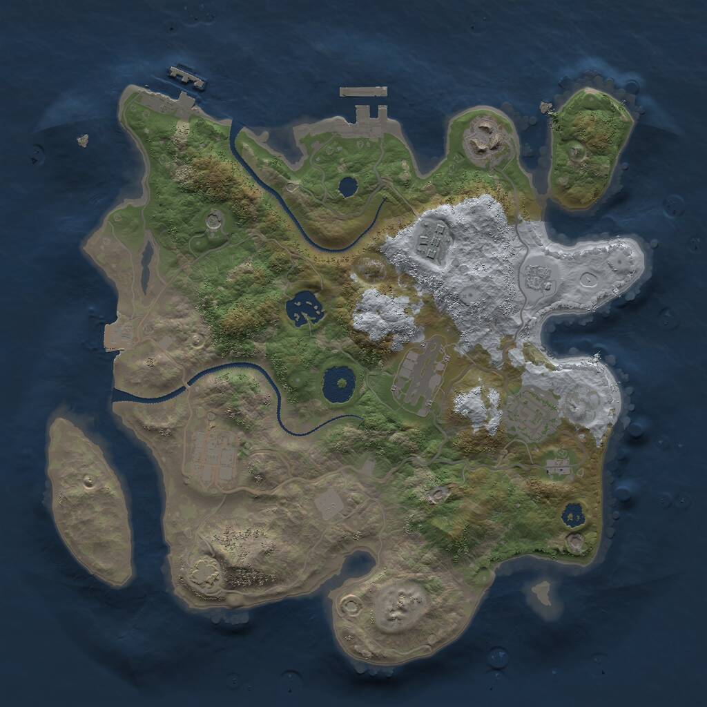 Rust Map: Procedural Map, Size: 3000, Seed: 873547377, 12 Monuments