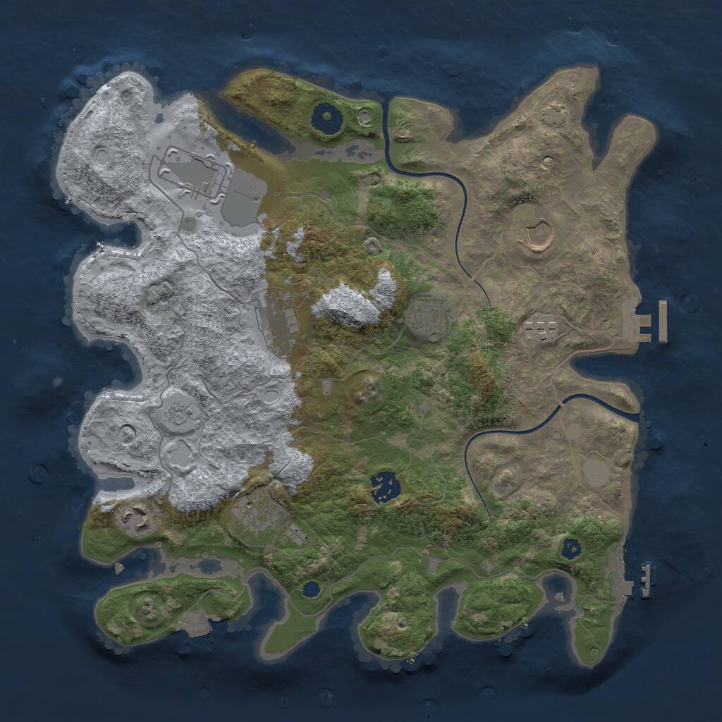 Rust Map: Procedural Map, Size: 3500, Seed: 1745648863, 13 Monuments