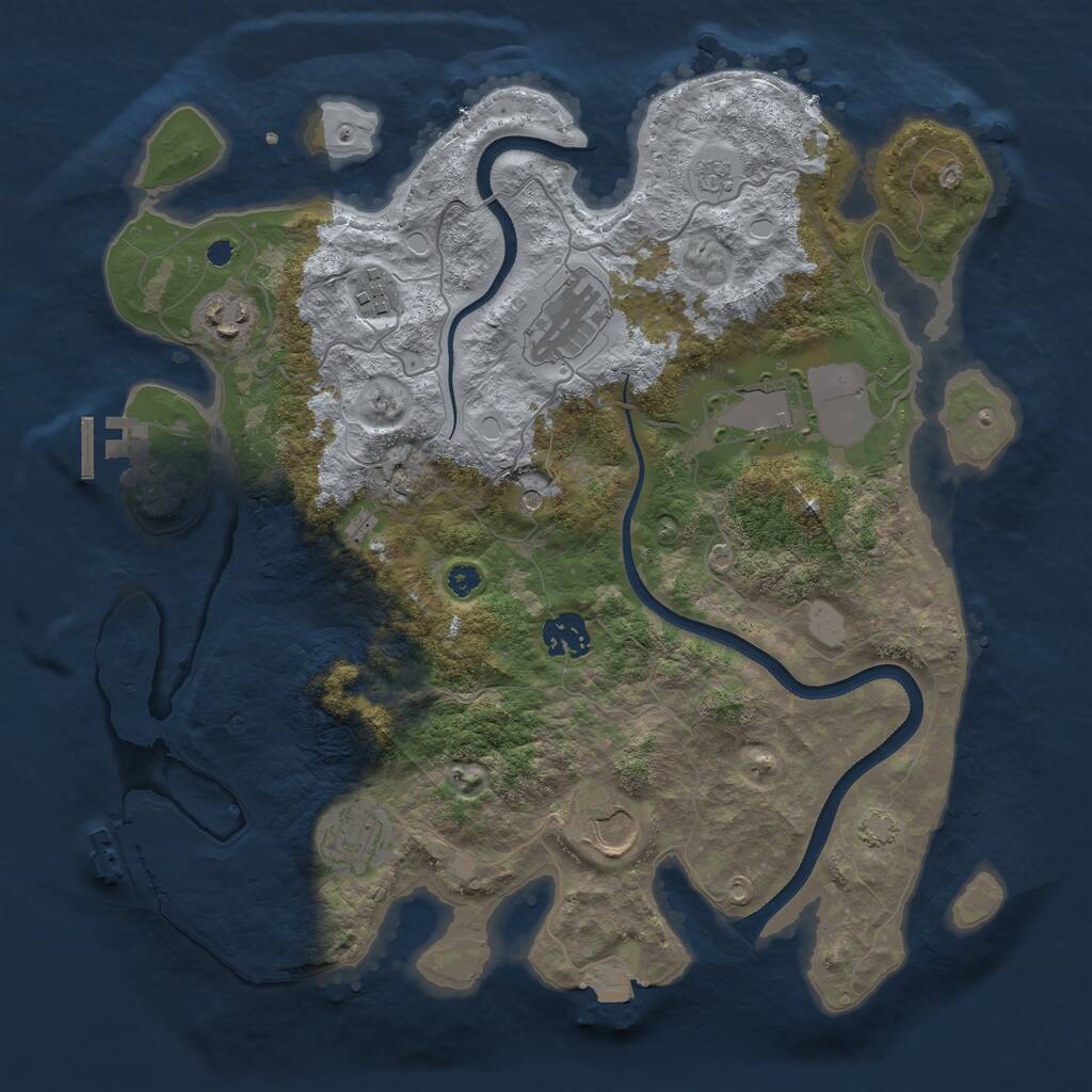 Rust Map: Procedural Map, Size: 3500, Seed: 5614825, 13 Monuments