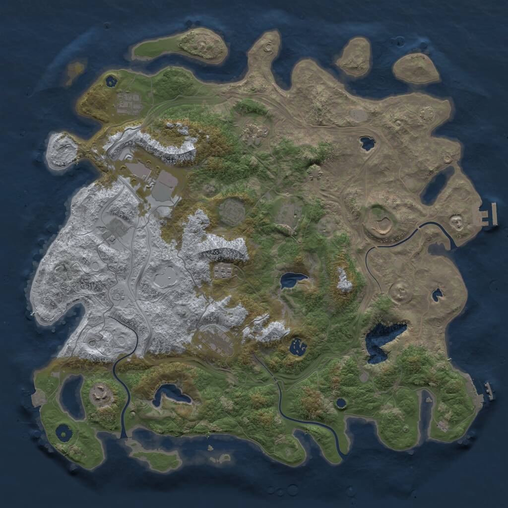 Rust Map: Procedural Map, Size: 4500, Seed: 554757077, 17 Monuments