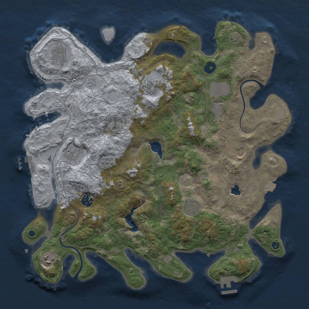 Rust Map: Procedural Map, Size: 4000, Seed: 43251, 15 Monuments