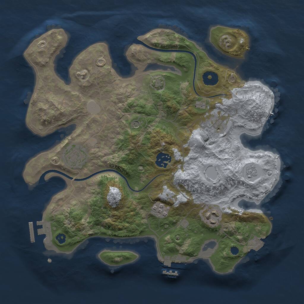 Rust Map: Procedural Map, Size: 3000, Seed: 698245, 11 Monuments