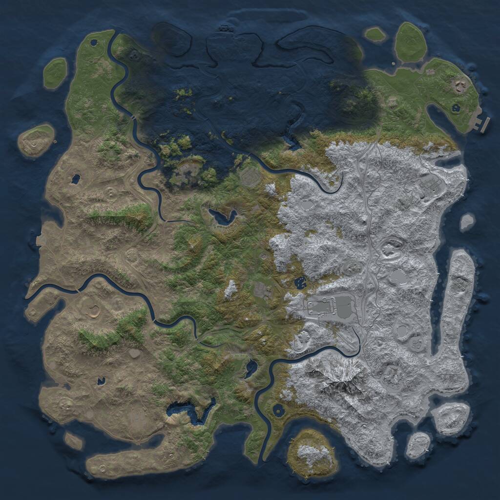 Rust Map: Procedural Map, Size: 6000, Seed: 673193294, 17 Monuments