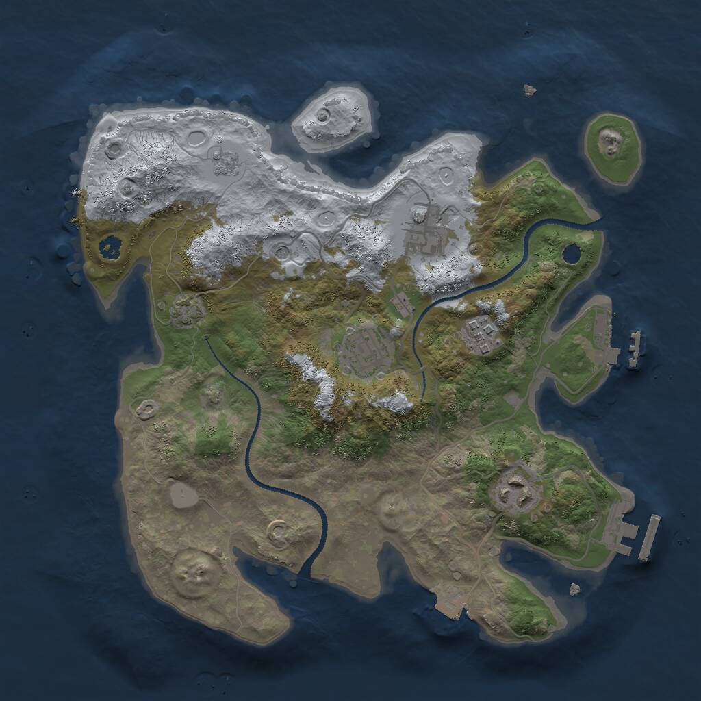 Rust Map: Procedural Map, Size: 3000, Seed: 14140, 10 Monuments