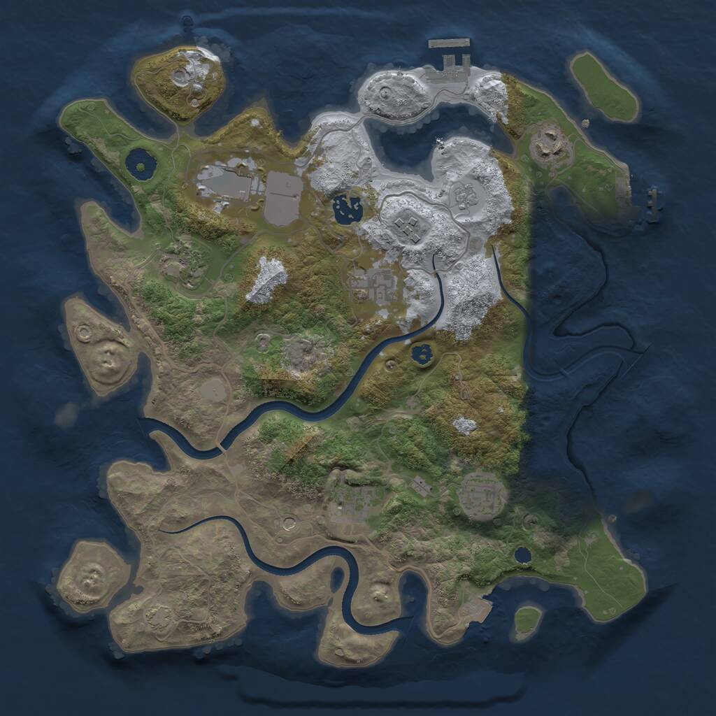 Rust Map: Procedural Map, Size: 3500, Seed: 1162867080, 14 Monuments