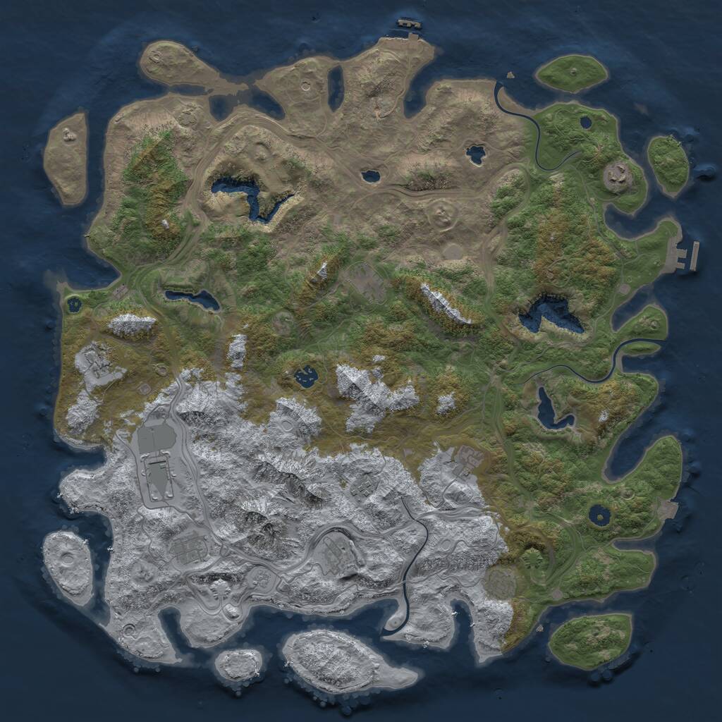 Rust Map: Procedural Map, Size: 5000, Seed: 238632986, 16 Monuments