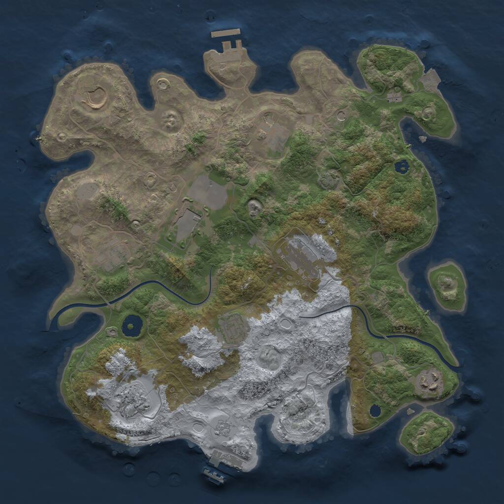 Rust Map: Procedural Map, Size: 3500, Seed: 50522643, 14 Monuments