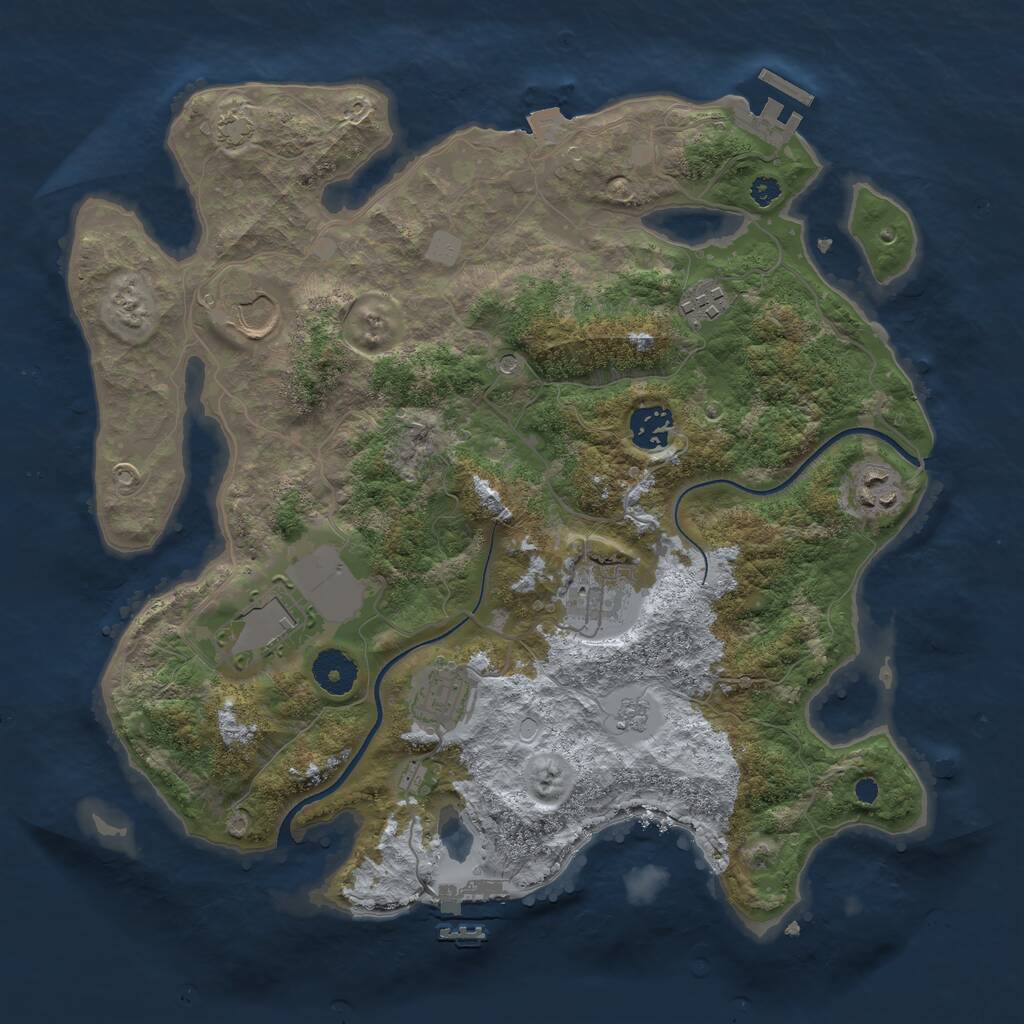 Rust Map: Procedural Map, Size: 3500, Seed: 165454, 13 Monuments