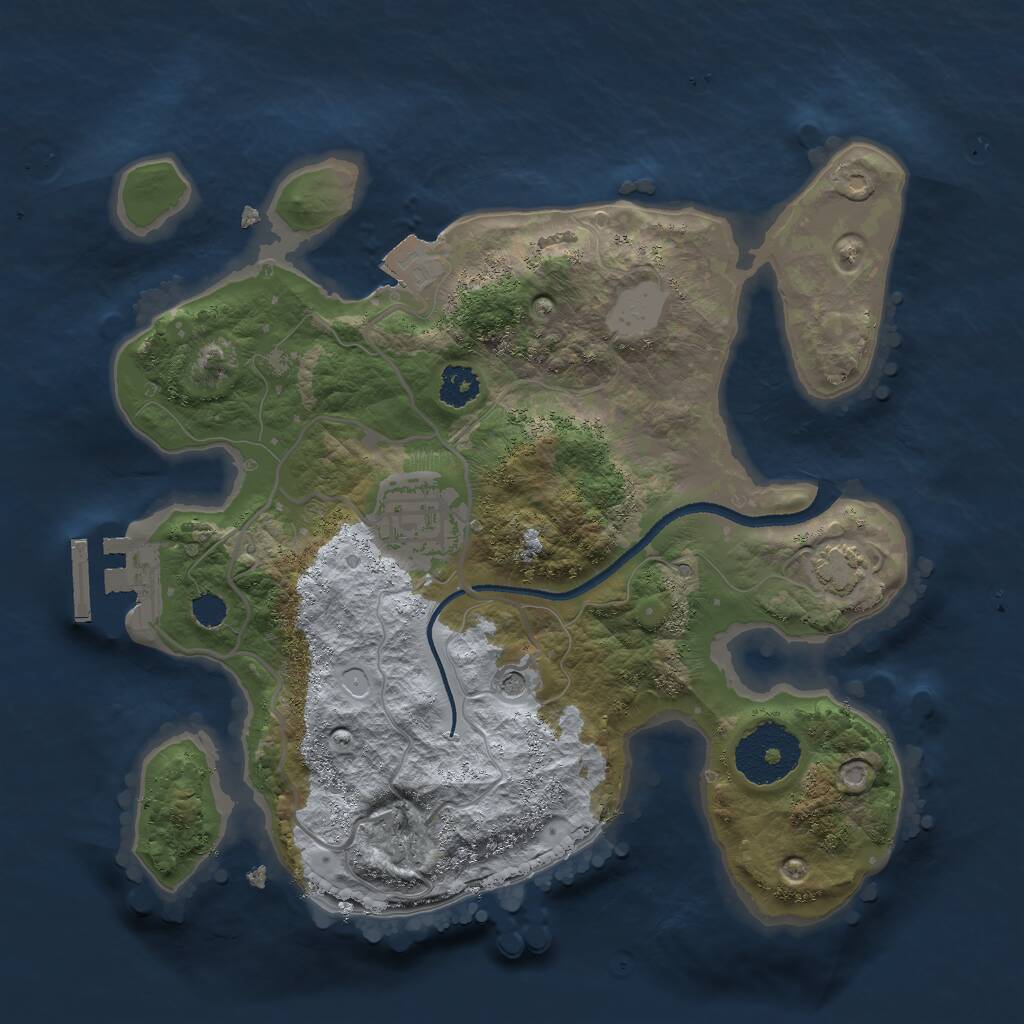 Rust Map: Procedural Map, Size: 2500, Seed: 1388700656, 5 Monuments