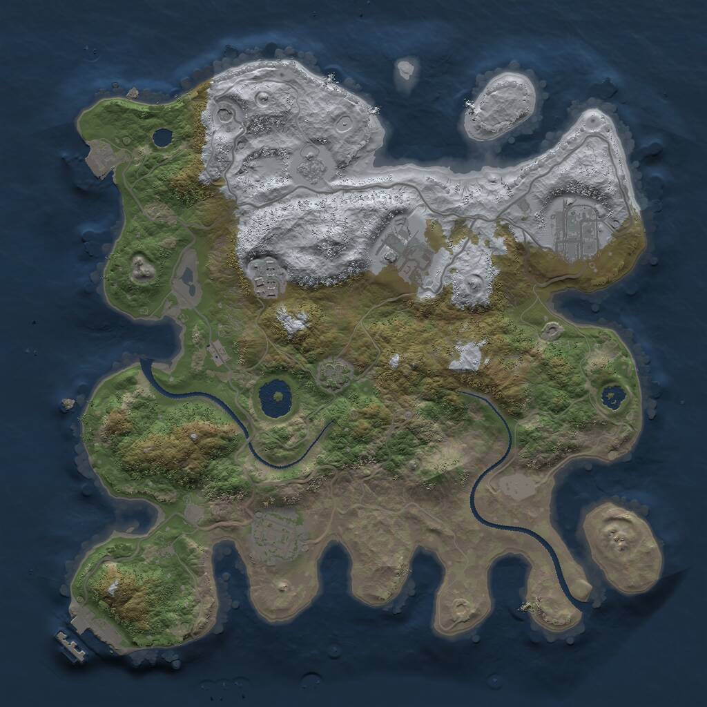 Rust Map: Procedural Map, Size: 3000, Seed: 10004, 9 Monuments