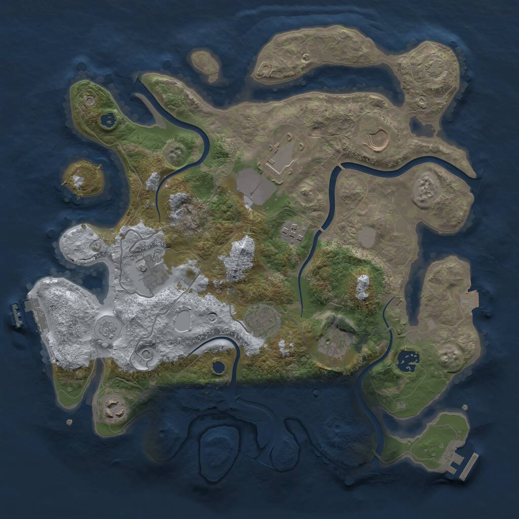 Rust Map: Procedural Map, Size: 3500, Seed: 755283304, 14 Monuments