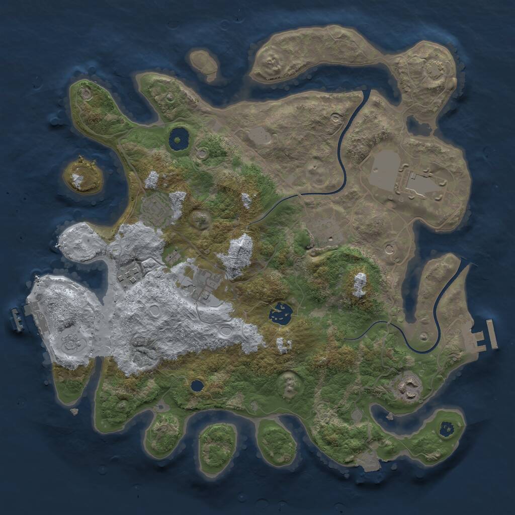 Rust Map: Procedural Map, Size: 3500, Seed: 755283304, 13 Monuments