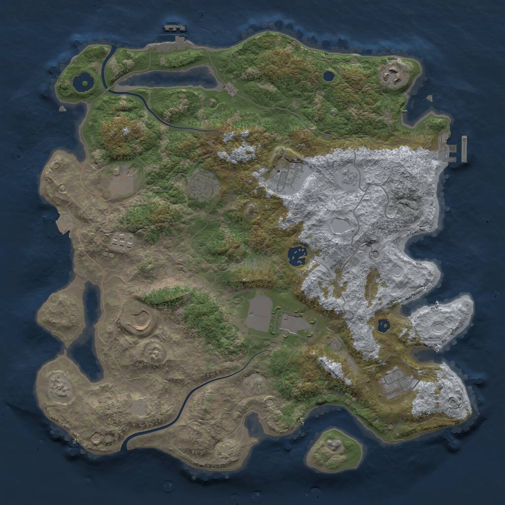 Rust Map: Procedural Map, Size: 3800, Seed: 21821, 15 Monuments