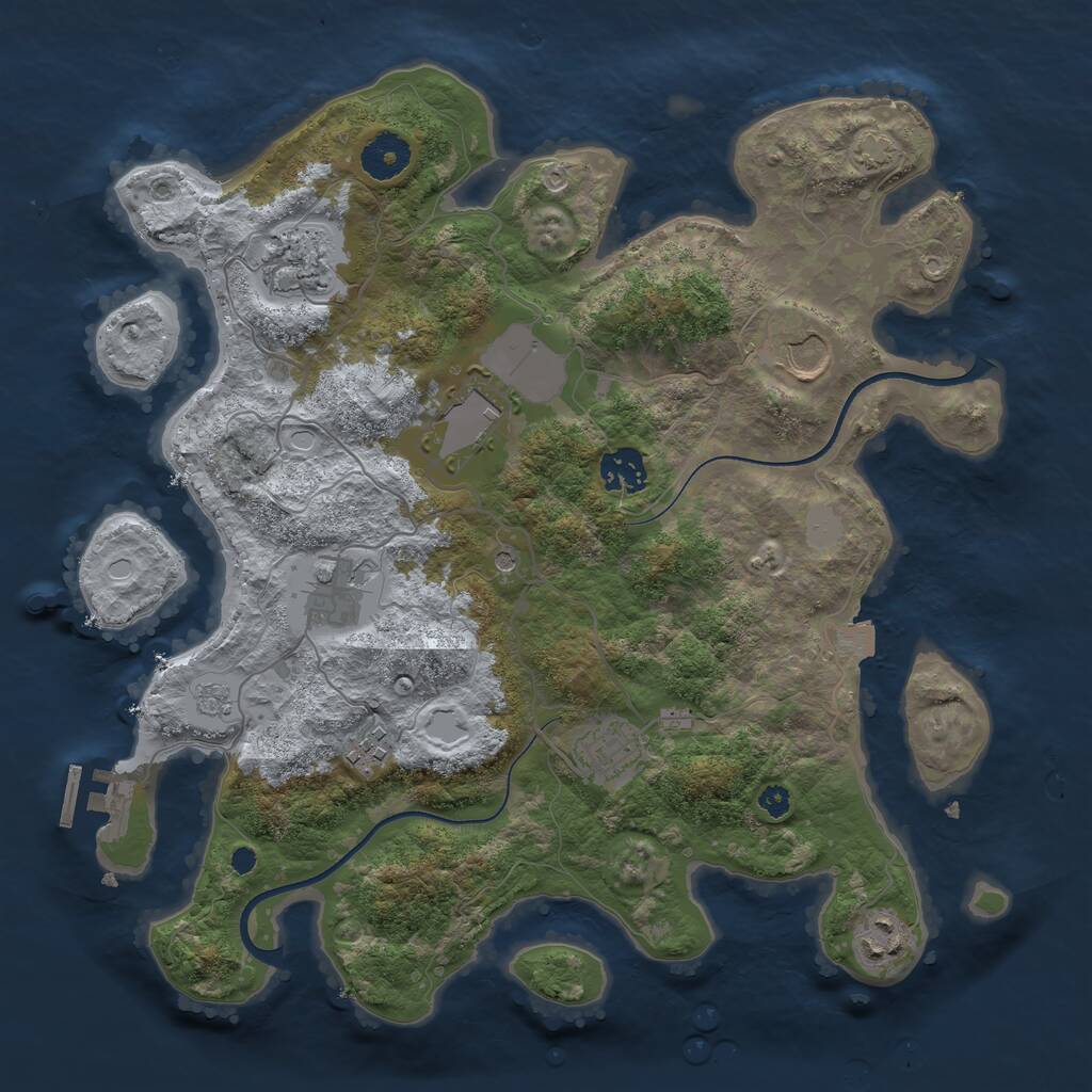 Rust Map: Procedural Map, Size: 3500, Seed: 234622, 13 Monuments