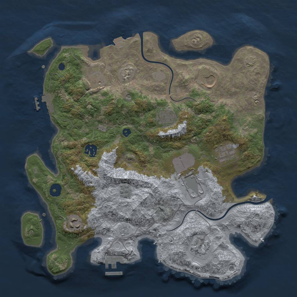 Rust Map: Procedural Map, Size: 3500, Seed: 265311674, 15 Monuments
