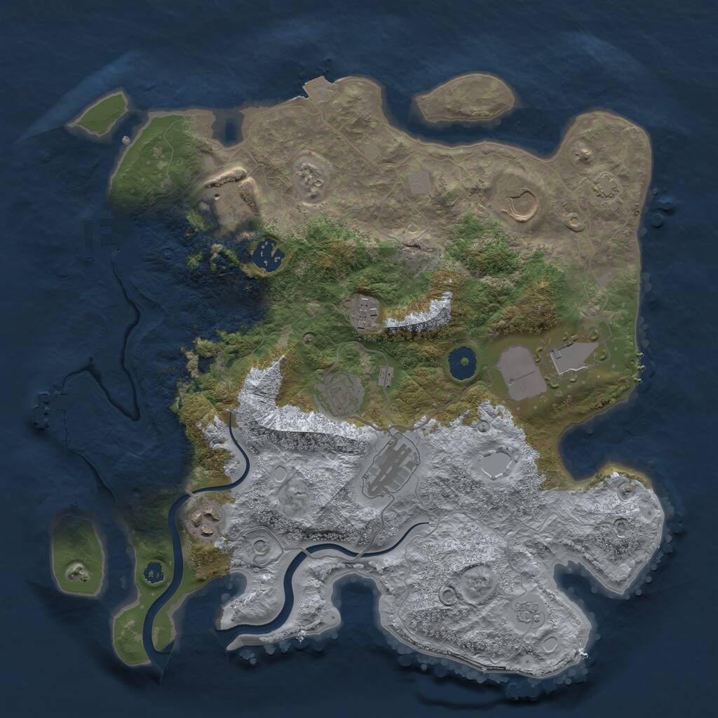 Rust Map: Procedural Map, Size: 3500, Seed: 265311674, 14 Monuments