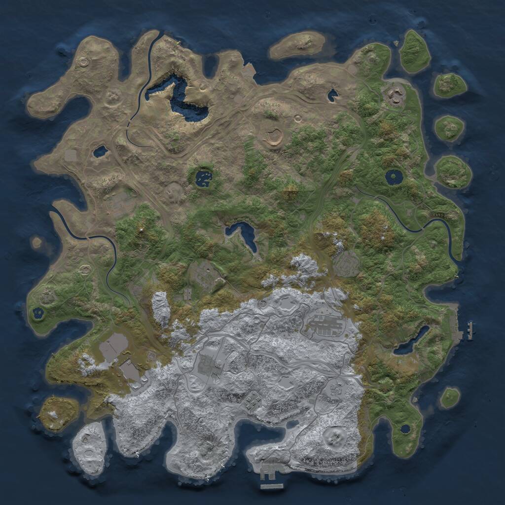 Rust Map: Procedural Map, Size: 4500, Seed: 762137447, 16 Monuments
