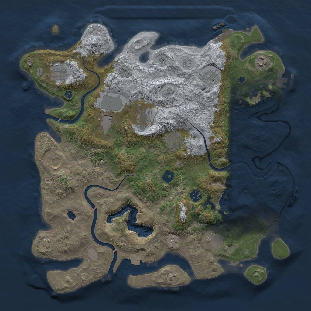 Rust Map: Procedural Map, Size: 4000, Seed: 1221451258, 16 Monuments