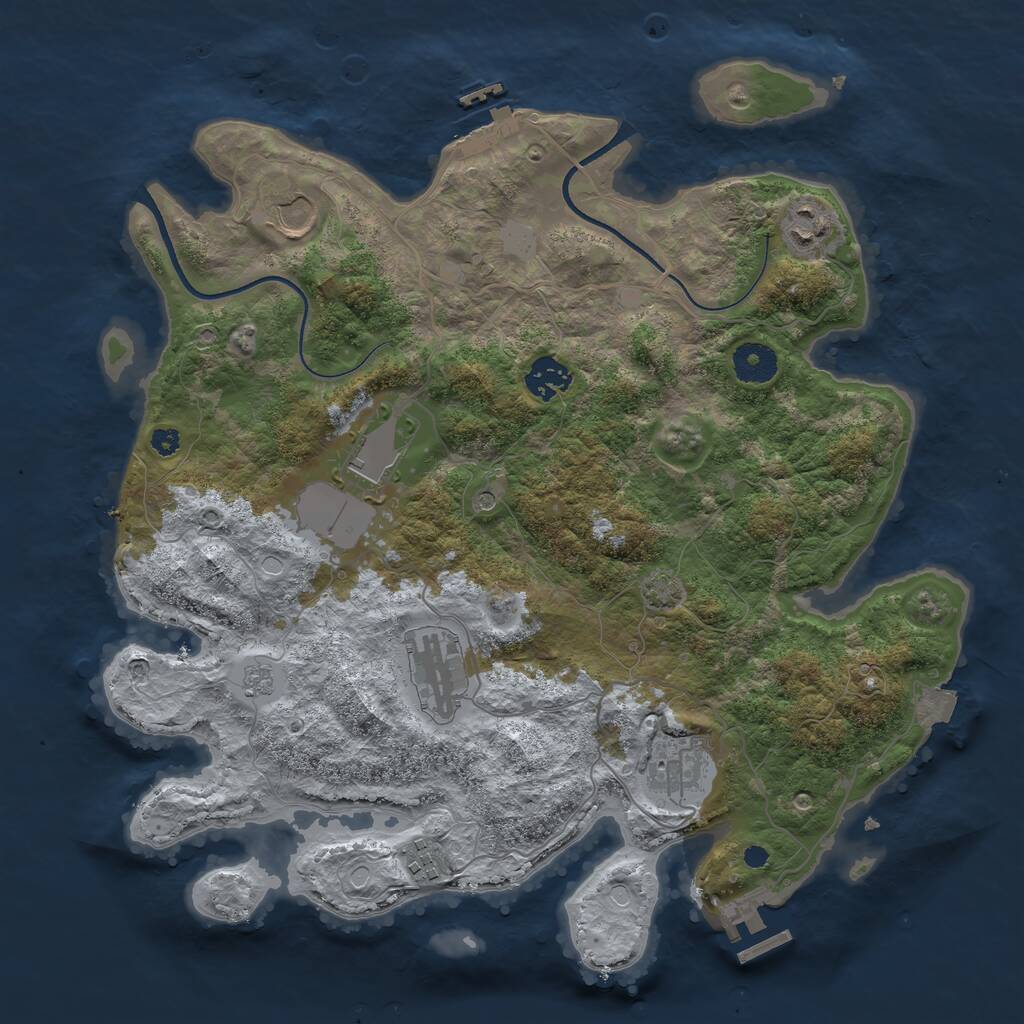 Rust Map: Procedural Map, Size: 3600, Seed: 340089955, 13 Monuments