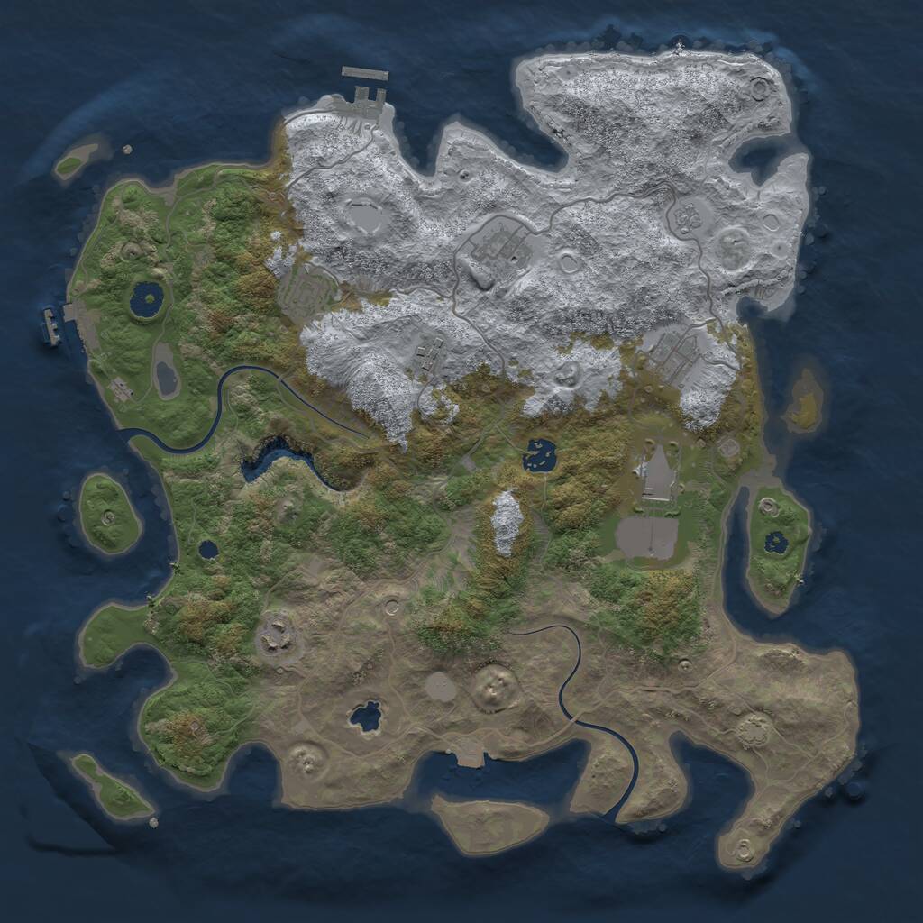 Rust Map: Procedural Map, Size: 4000, Seed: 259306, 13 Monuments