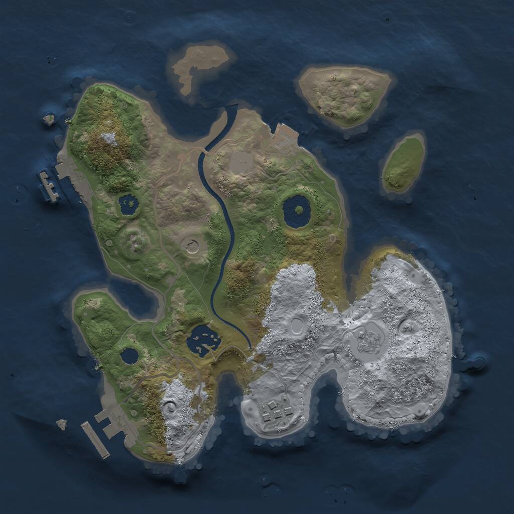 Rust Map: Procedural Map, Size: 2500, Seed: 34987, 7 Monuments