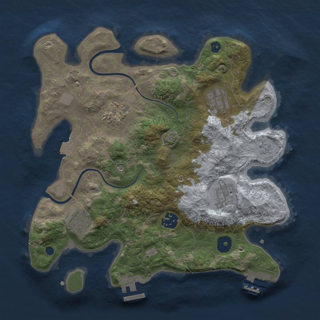 Rust Map: Procedural Map, Size: 3000, Seed: 9305248, 11 Monuments