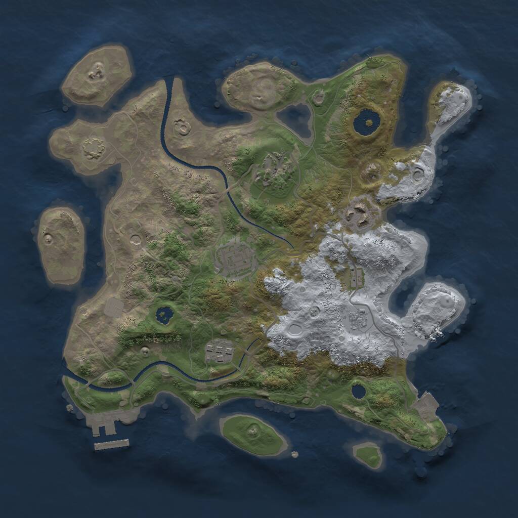 Rust Map: Procedural Map, Size: 3000, Seed: 1489661182, 9 Monuments