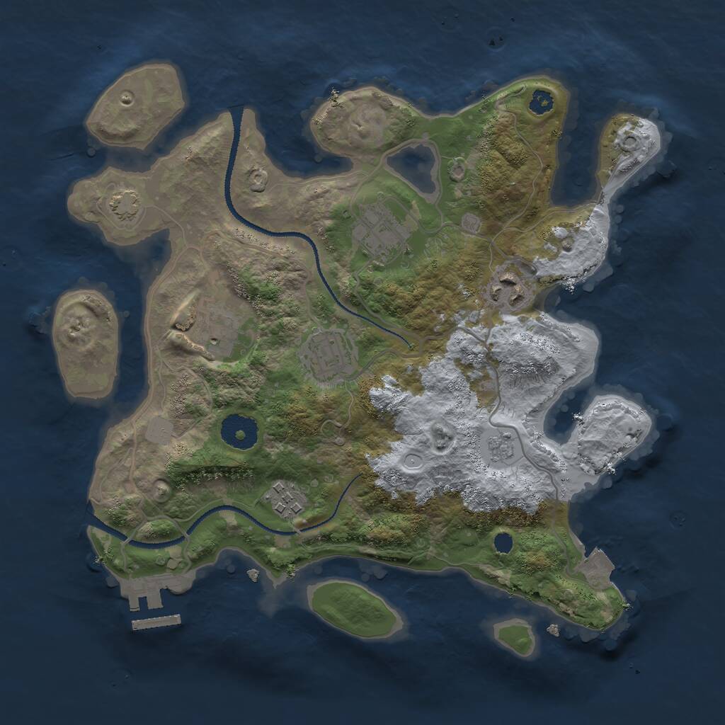 Rust Map: Procedural Map, Size: 3000, Seed: 1489661182, 9 Monuments