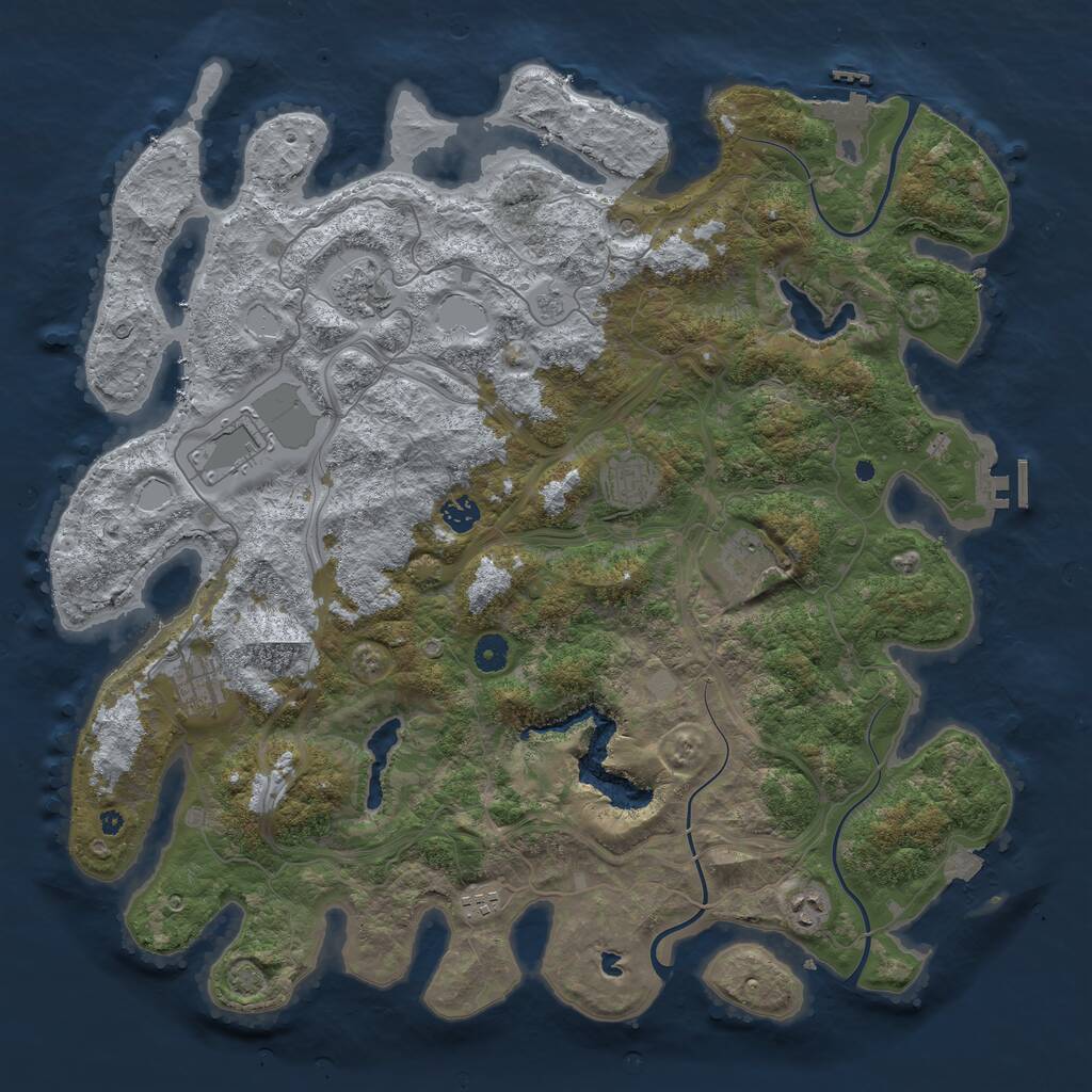 Rust Map: Procedural Map, Size: 4500, Seed: 368368615, 14 Monuments