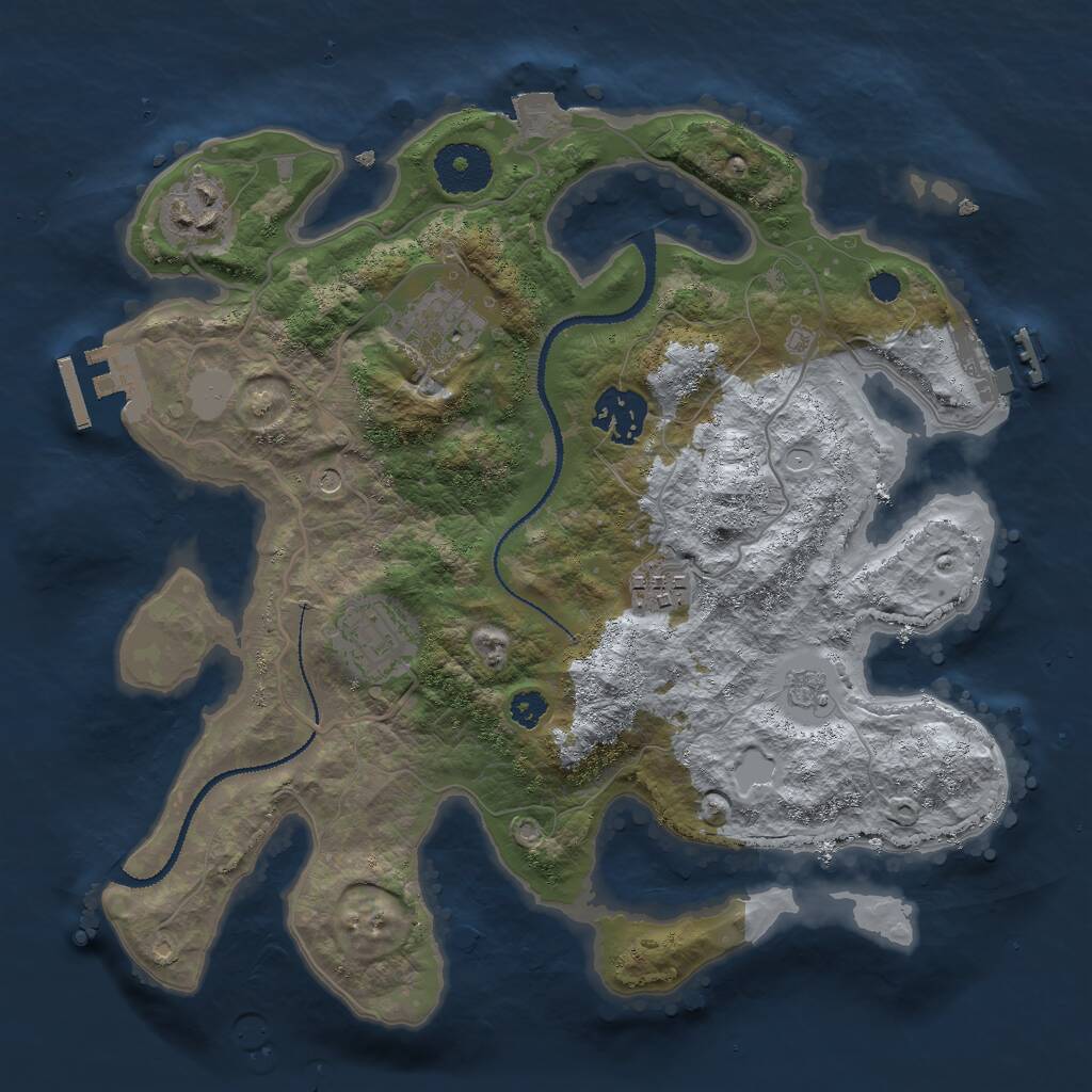 Rust Map: Procedural Map, Size: 3000, Seed: 674996615, 10 Monuments