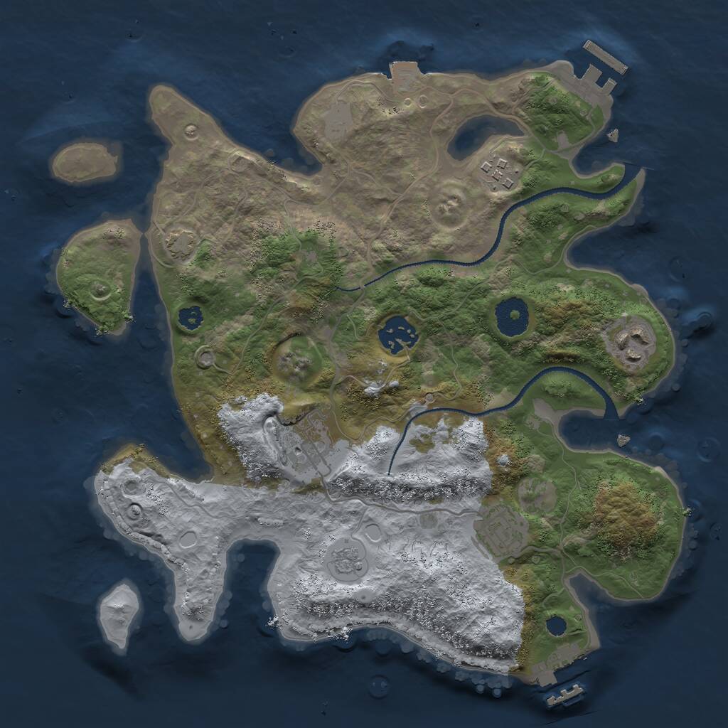 Rust Map: Procedural Map, Size: 3000, Seed: 133566459, 10 Monuments