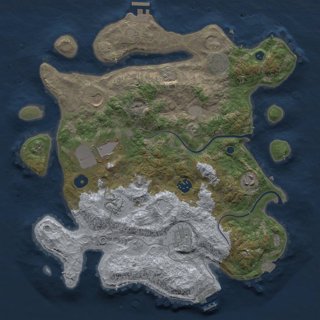 Rust Map: Procedural Map, Size: 3600, Seed: 133566459, 13 Monuments