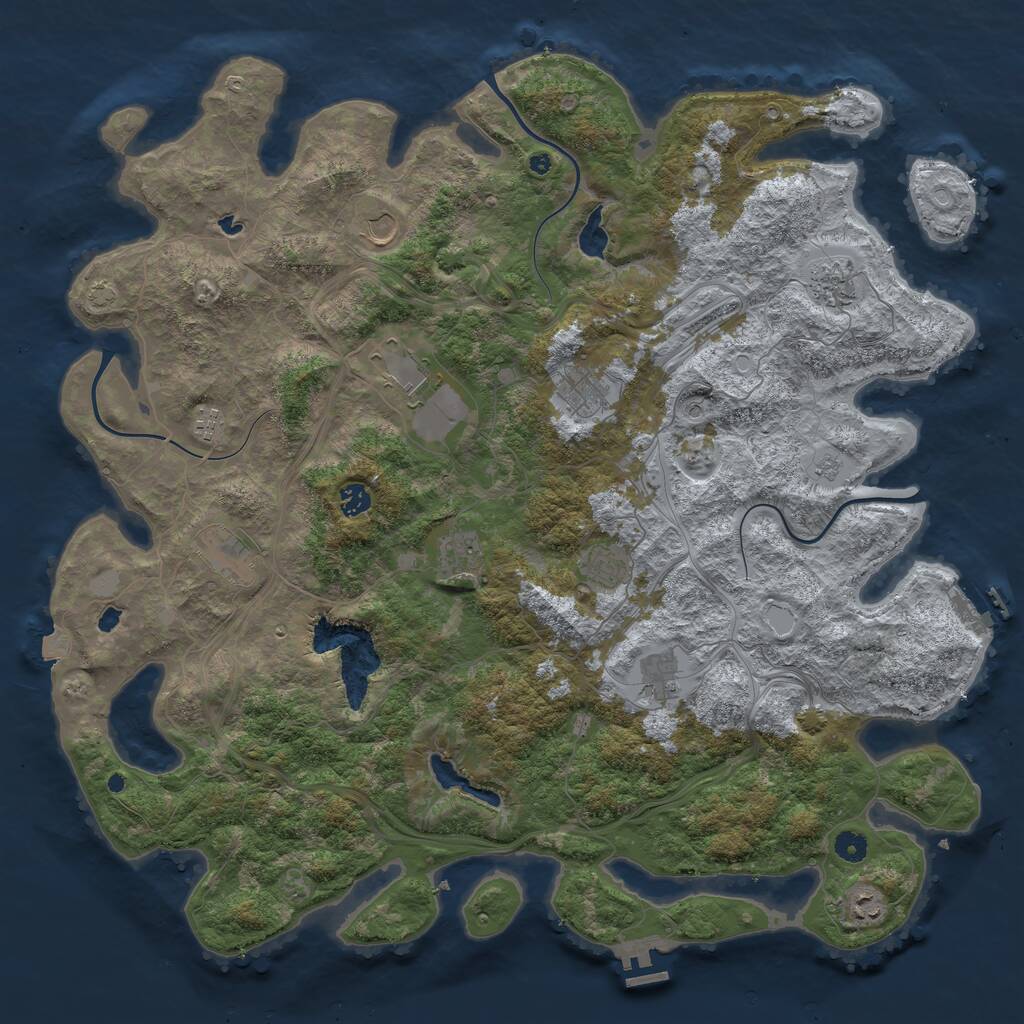Rust Map: Procedural Map, Size: 4800, Seed: 2034774570, 17 Monuments