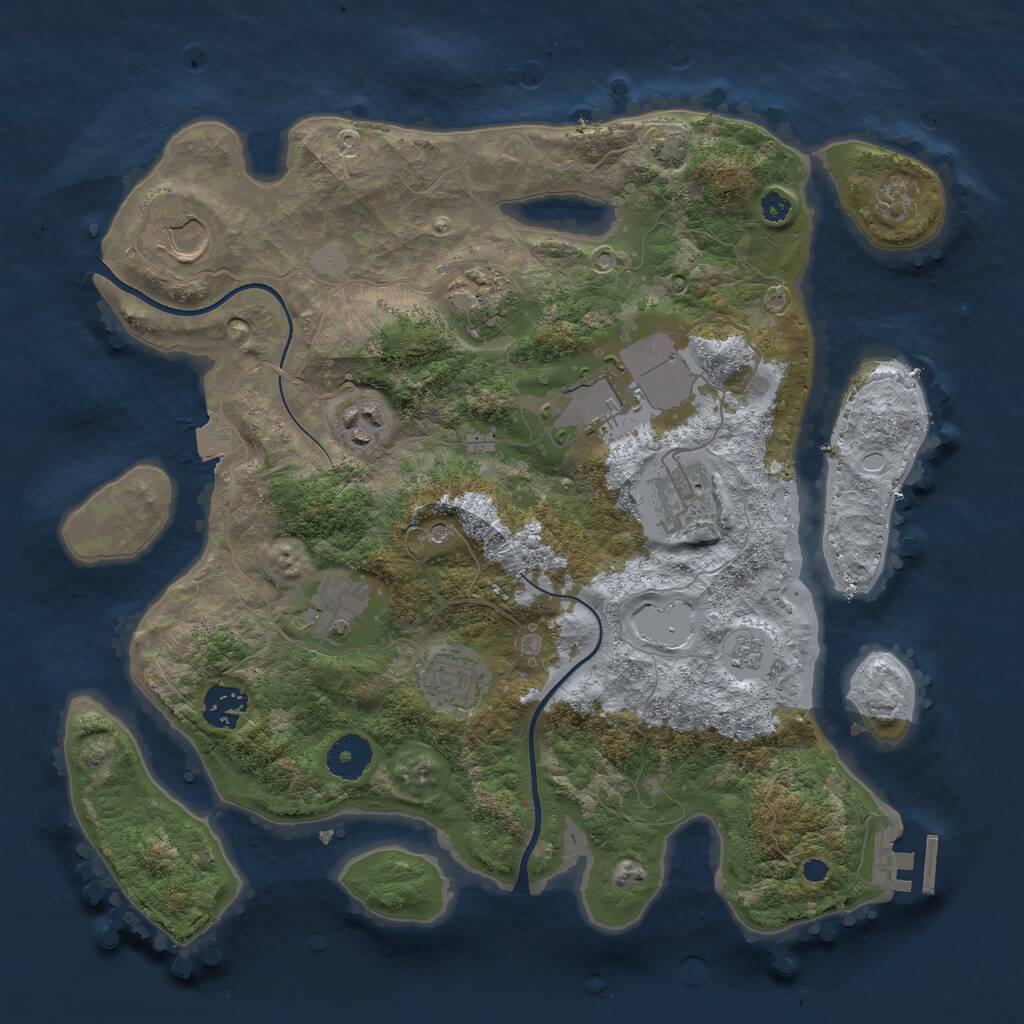 Rust Map: Procedural Map, Size: 3500, Seed: 1370745025, 13 Monuments