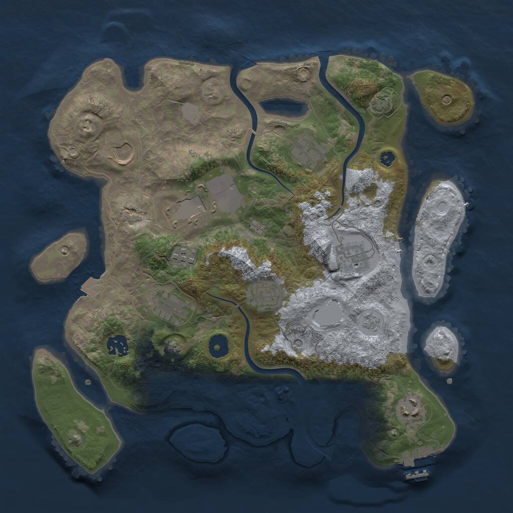 Rust Map: Procedural Map, Size: 3500, Seed: 1370745025, 14 Monuments
