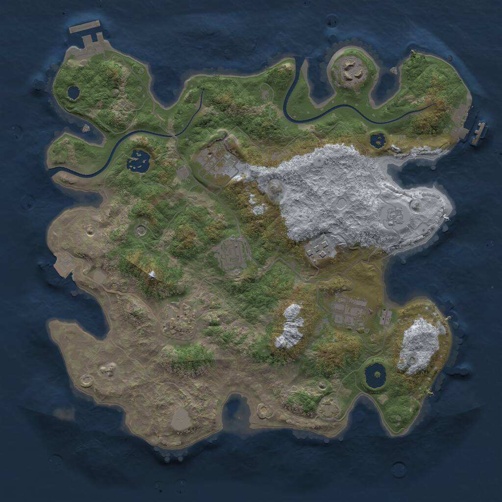 Rust Map: Procedural Map, Size: 3250, Seed: 791322857, 13 Monuments