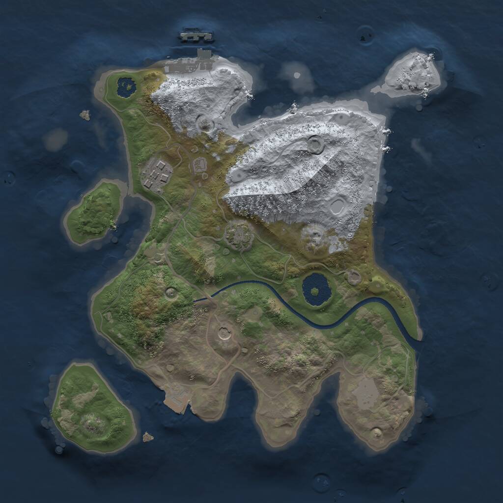 Rust Map: Procedural Map, Size: 2500, Seed: 5033332, 5 Monuments