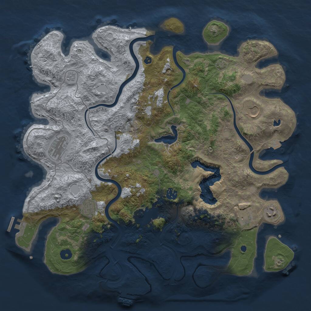 Rust Map: Procedural Map, Size: 4096, Seed: 1009527532, 15 Monuments