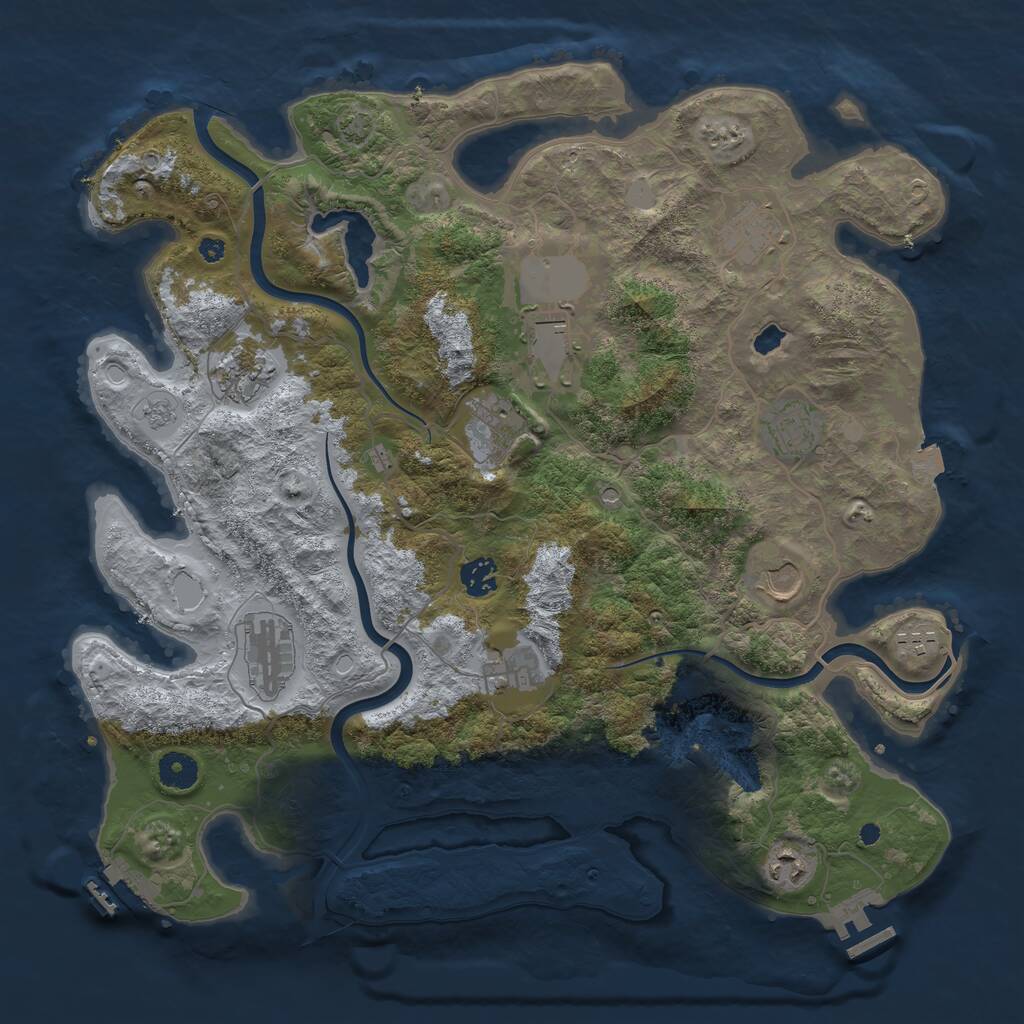 Rust Map: Procedural Map, Size: 4000, Seed: 1432727174, 17 Monuments