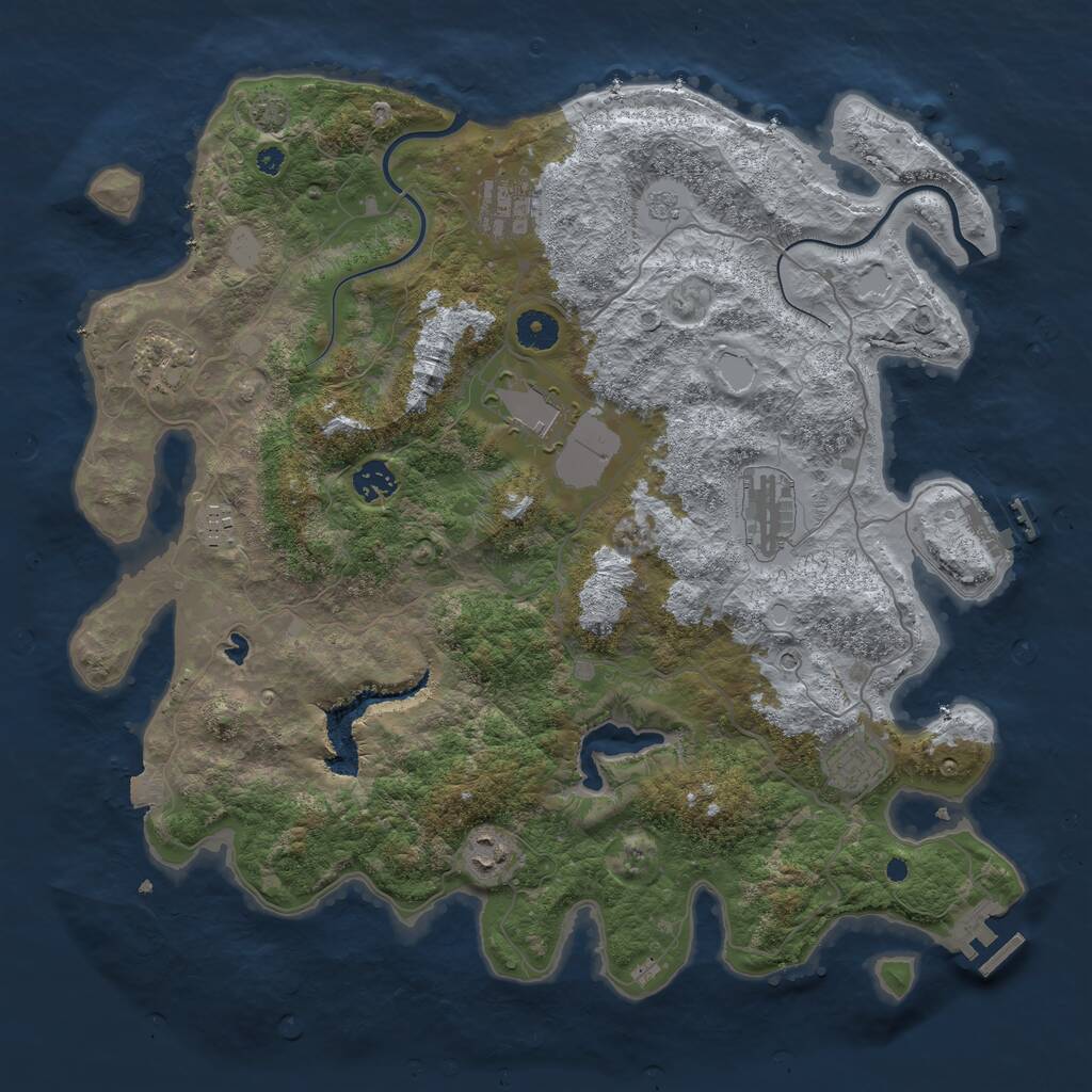 Rust Map: Procedural Map, Size: 4000, Seed: 870610084, 14 Monuments