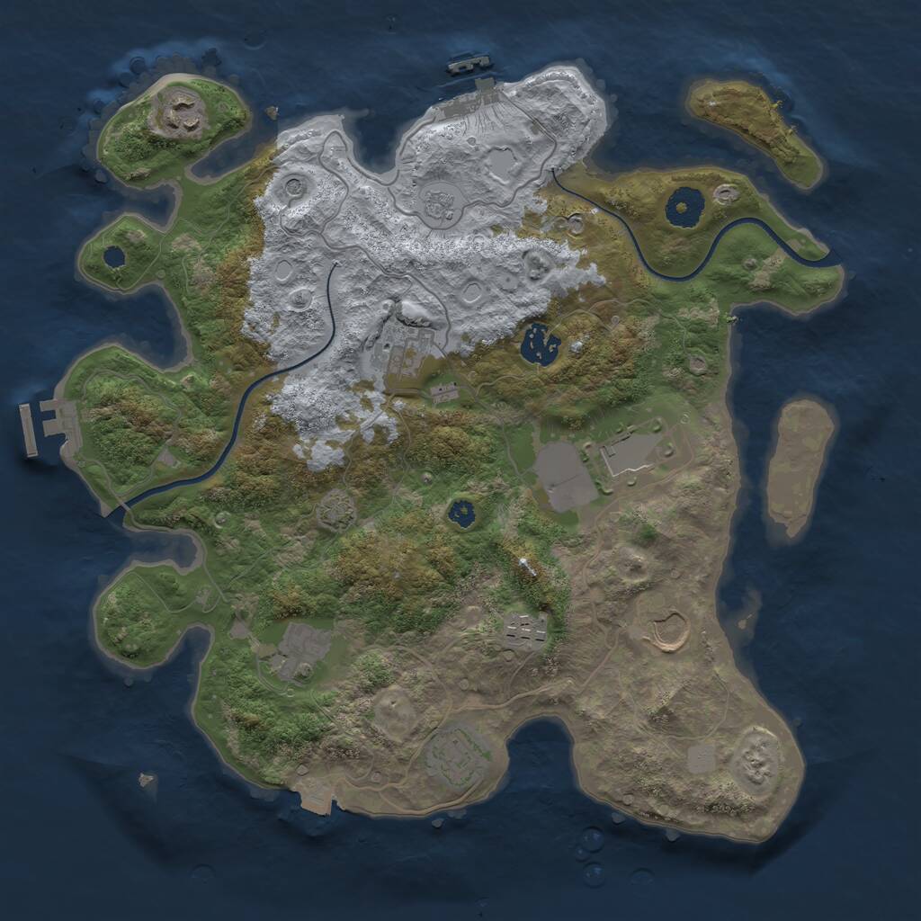 Rust Map: Procedural Map, Size: 3500, Seed: 2309990, 14 Monuments