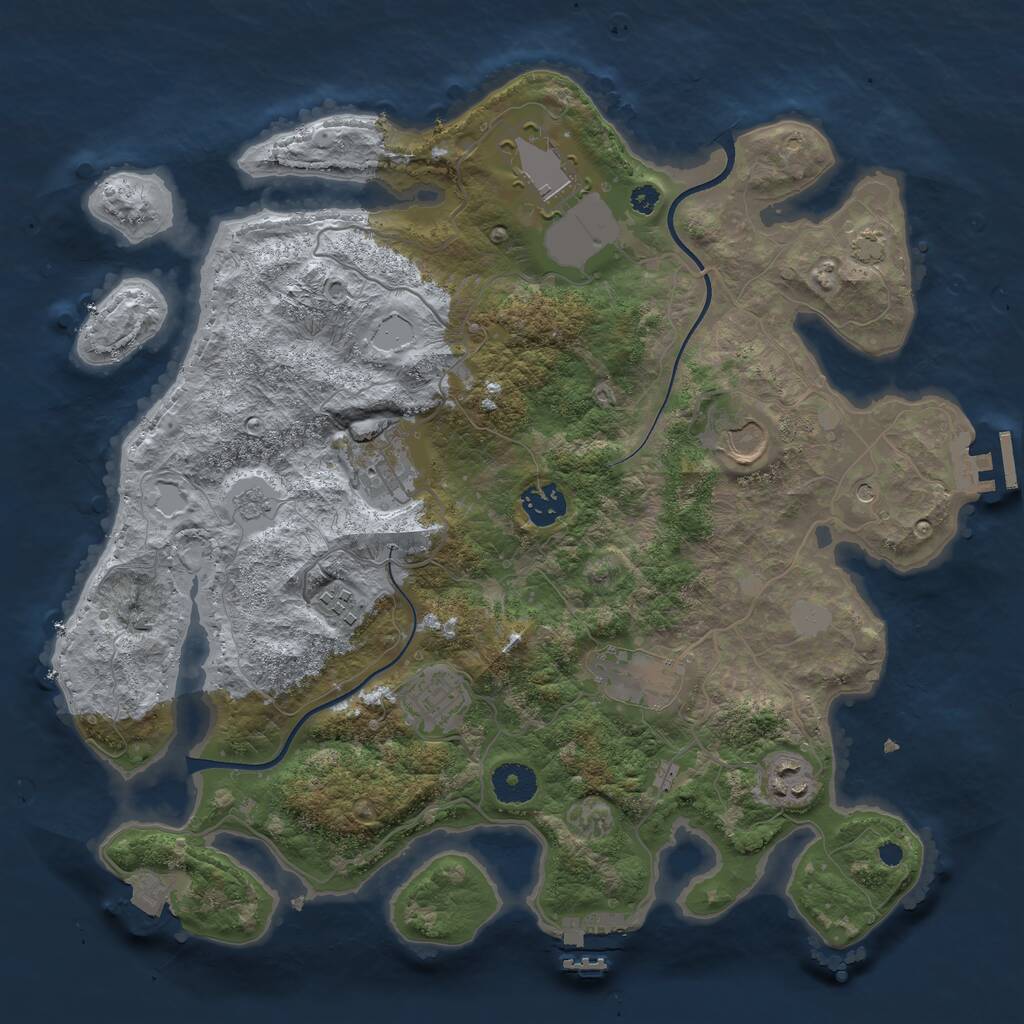 Rust Map: Procedural Map, Size: 3600, Seed: 1276498370, 14 Monuments