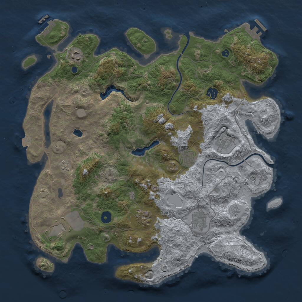 Rust Map: Procedural Map, Size: 4000, Seed: 123456745, 14 Monuments