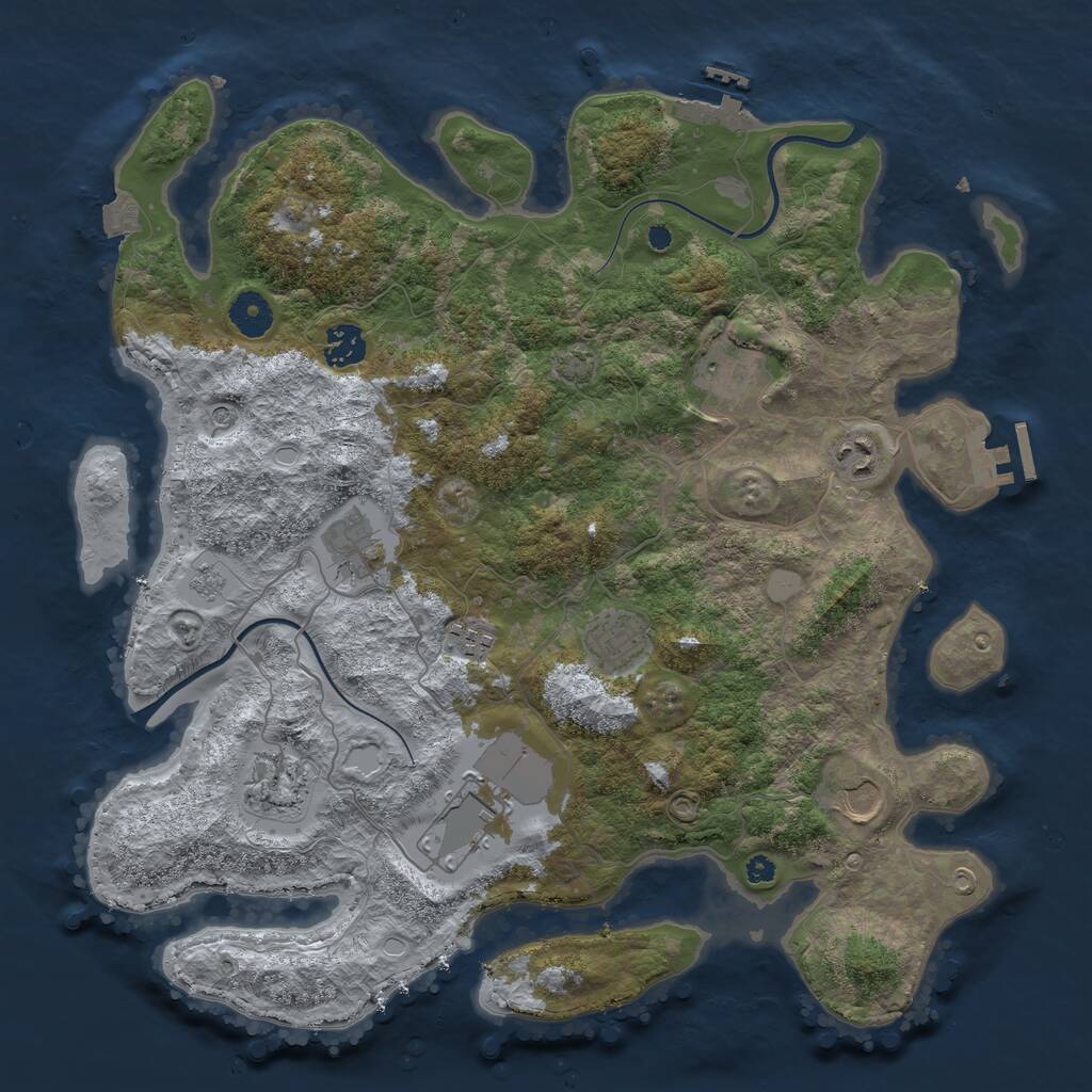 Rust Map: Procedural Map, Size: 3800, Seed: 7878875, 15 Monuments