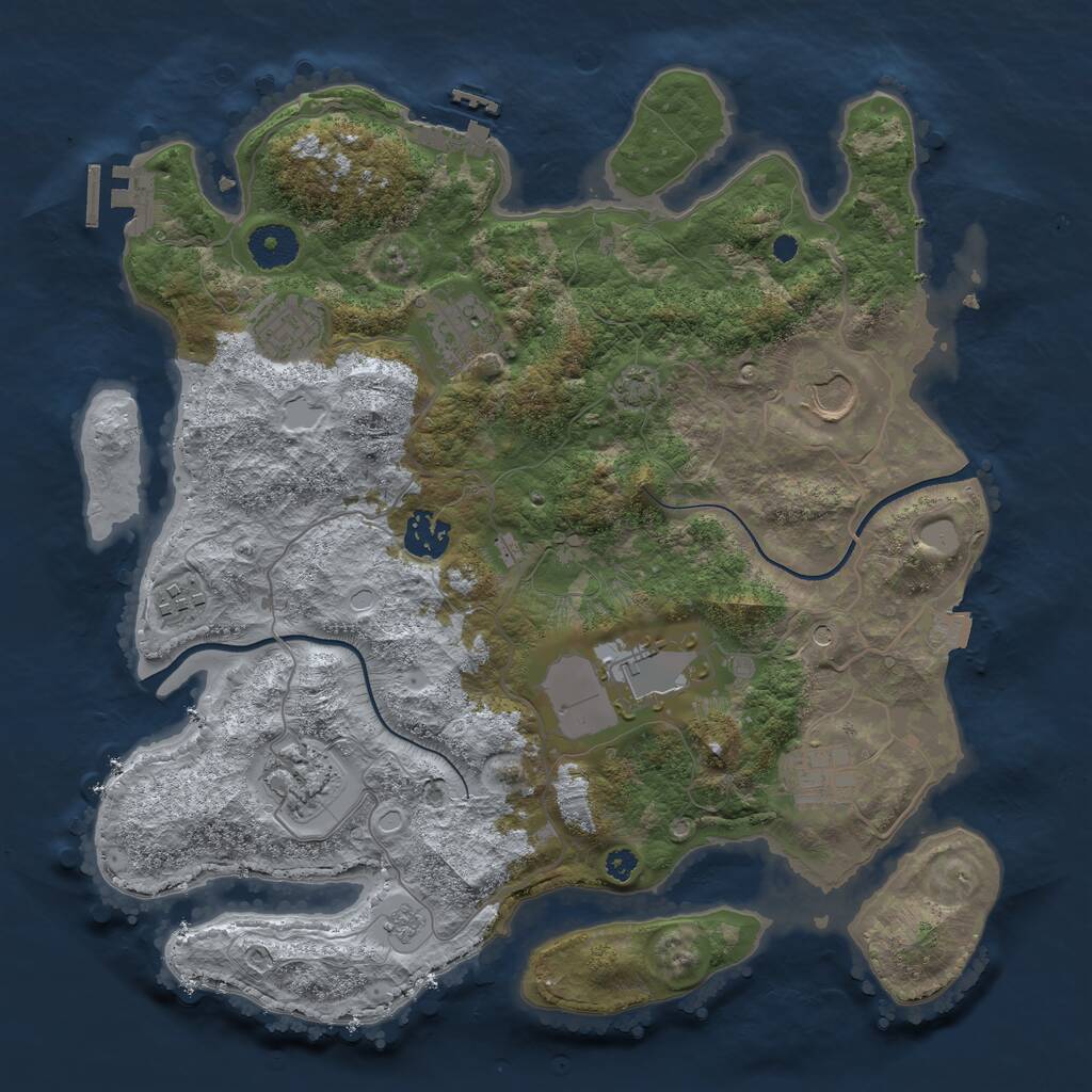 Rust Map: Procedural Map, Size: 3500, Seed: 7878875, 14 Monuments