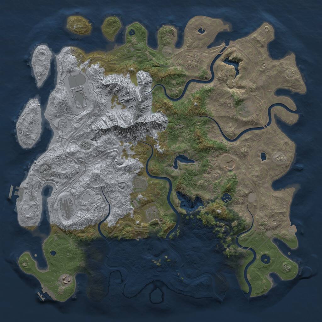 Rust Map: Procedural Map, Size: 5000, Seed: 767913354, 16 Monuments
