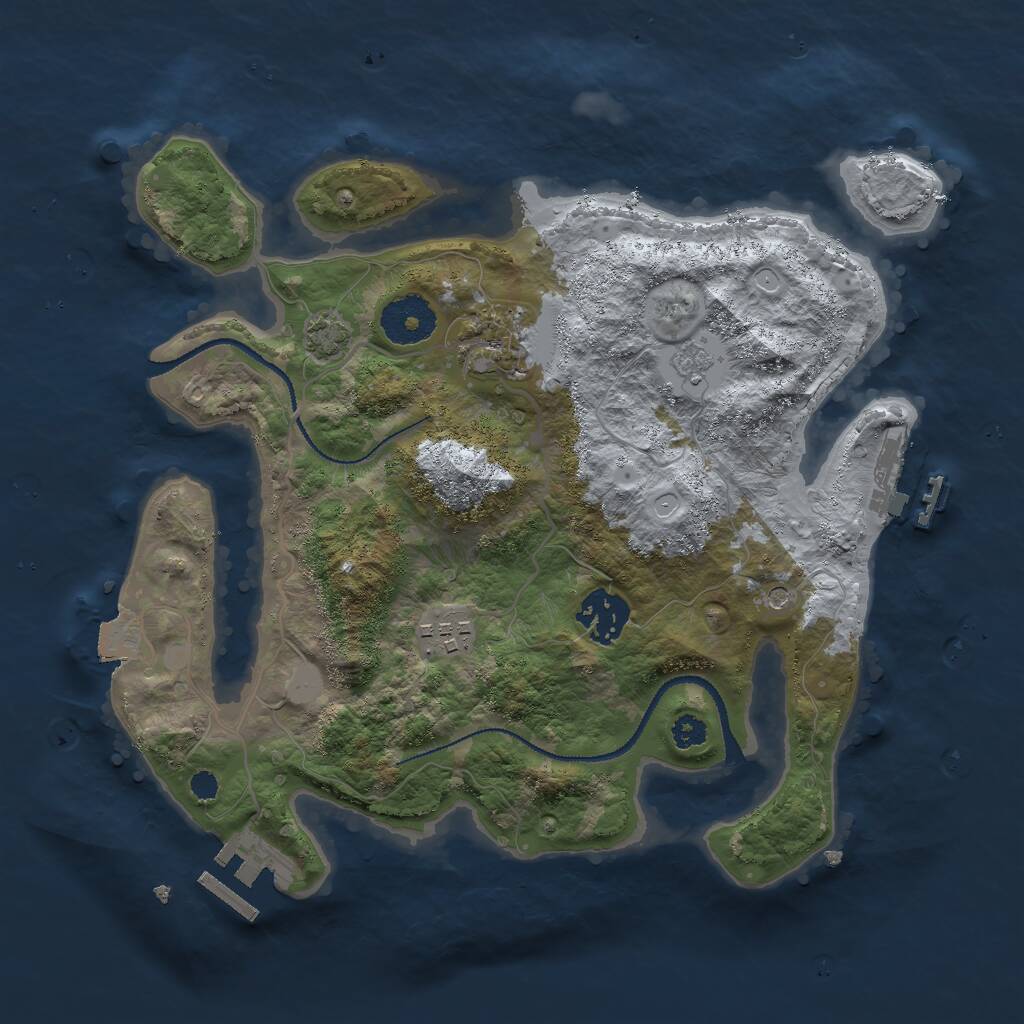 Rust Map: Procedural Map, Size: 3000, Seed: 159091307, 9 Monuments