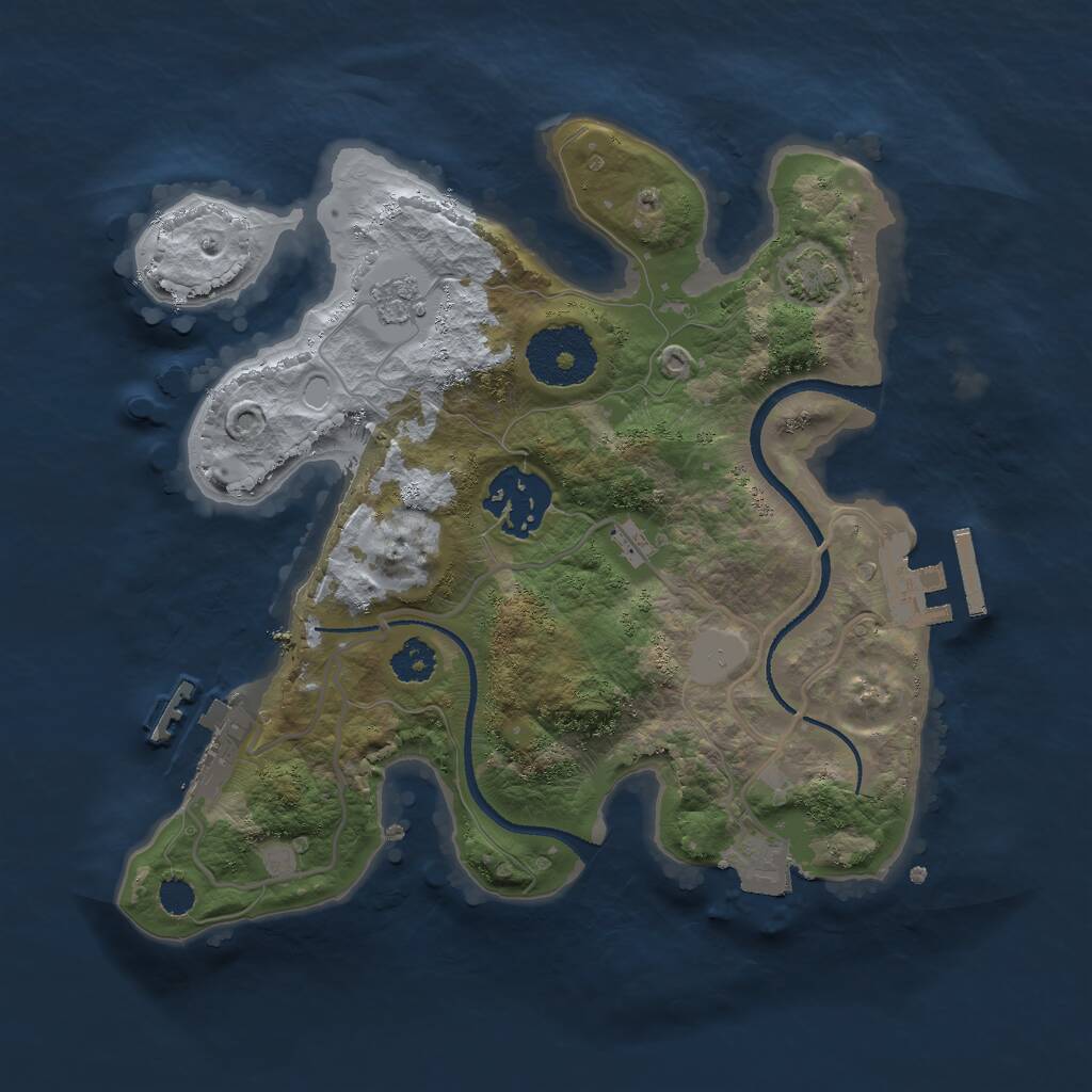 Rust Map: Procedural Map, Size: 2500, Seed: 889134746, 6 Monuments