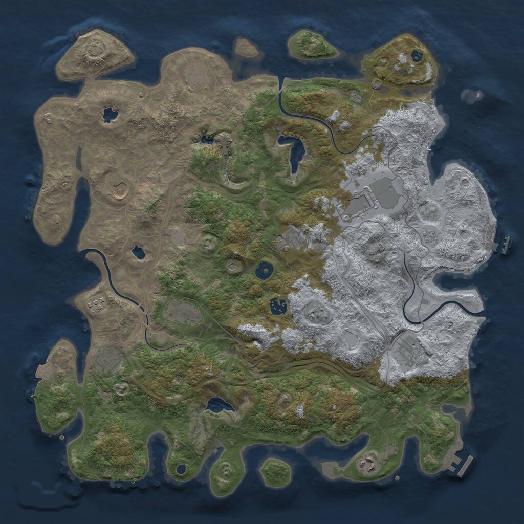 Rust Map: Procedural Map, Size: 4500, Seed: 49983, 16 Monuments