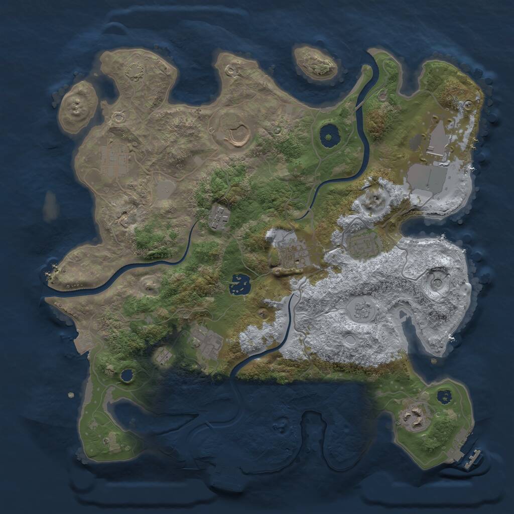 Rust Map: Procedural Map, Size: 3500, Seed: 1345668793, 15 Monuments
